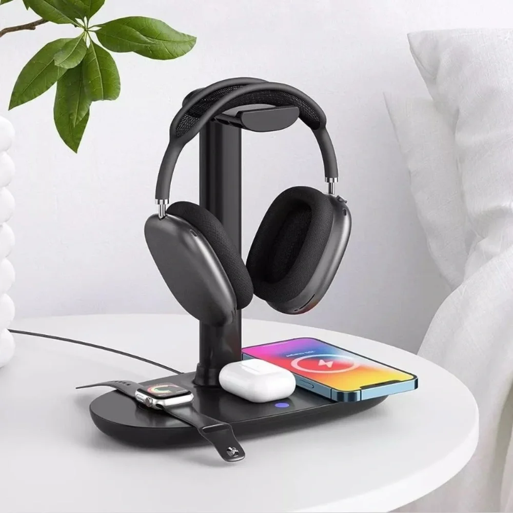 Navor 4-in-1 15W Dock Station & Headphone Stand for iPhone, Samsung
